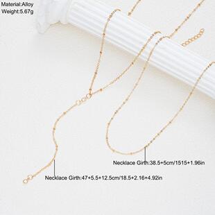 Tassel necklace 2-piece set跨境新款时尚双层Y型流苏项炼2件套