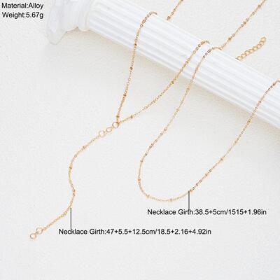 Tassel necklace 2-piece set跨境新款时尚双层Y型流苏项炼2件套