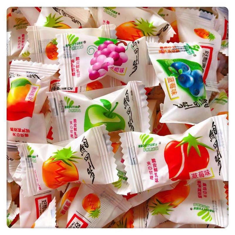 包邮 好利源脆皮鲜乳球水果夹心软糖喜糖果散装500g