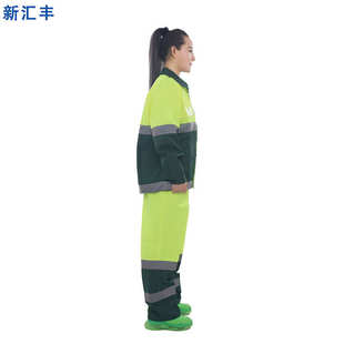 可工作服色长袖环卫荧光印字春秋黄墨绿男女套装拼园林绿化反光