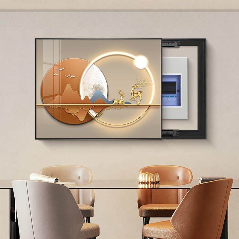 简约电表箱装饰画轻奢配电箱饭厅画免打孔电闸箱现代开关遮挡挂画