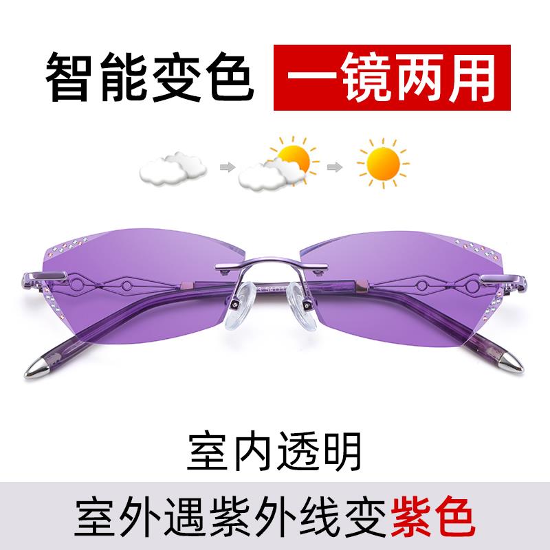 高档配渐变色无数框近视眼镜女1辐0/2000/300/400/500/度防射有度