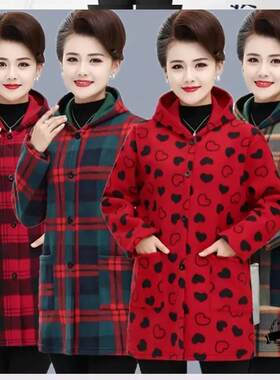 中长款工作罩衣服中老年女装秋冬装加大码罩衣妈妈装加绒外套家居