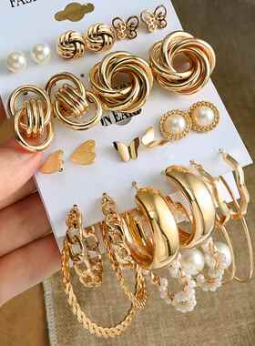 Fashion Geometric Hoop Earrings Set for Women Statement Vint