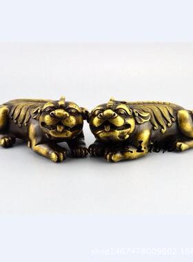 纯铜貔貅摆件 风水铜器貔貅一对 家居装饰收藏工艺品摆件