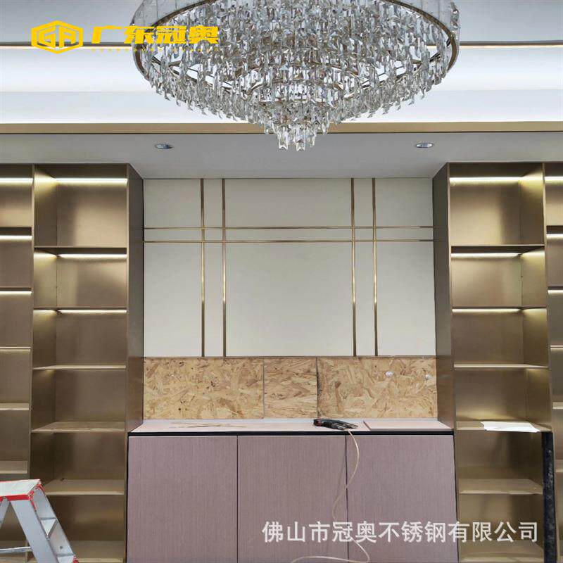 304新中式不锈钢酒柜展示柜浴室壁龛嵌入式电视墙壁柜红酒架展架
