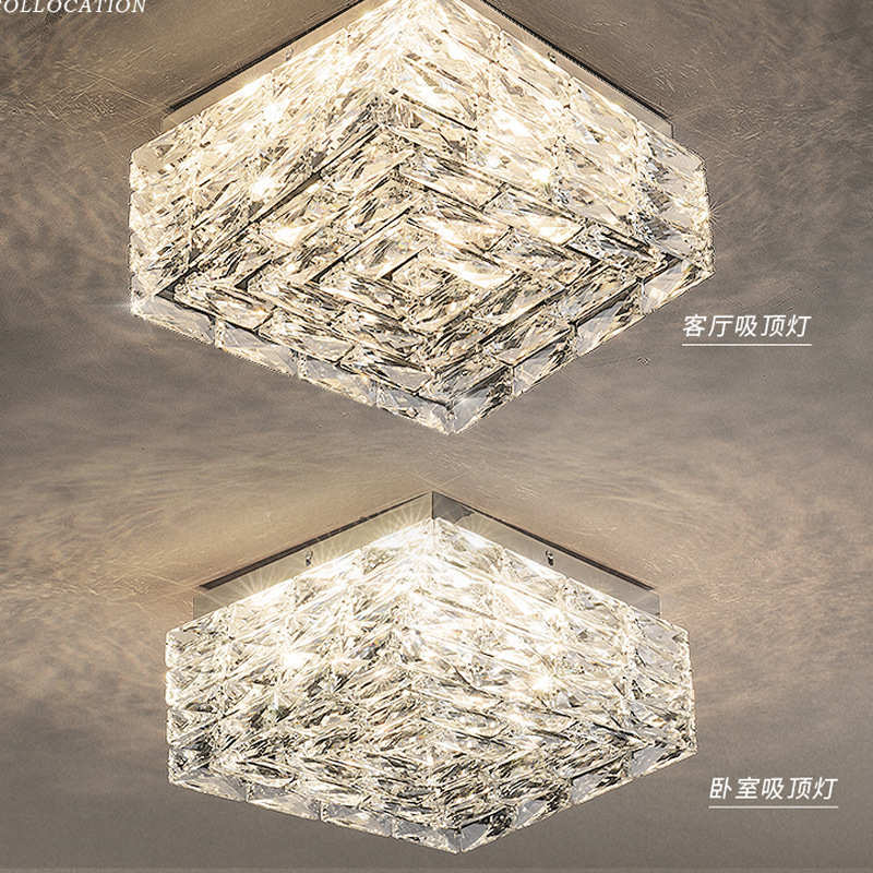 2025年新款轻奢水晶灯客厅灯吸顶灯现代轻奢方形卧室灯后现代灯具