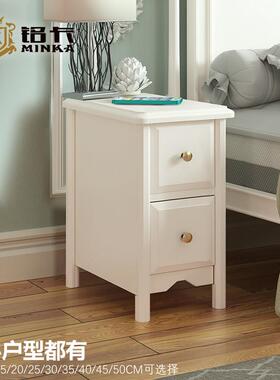 现代简约风极窄床头柜15/25cm35/45白色迷你床边小户型储物柜整装