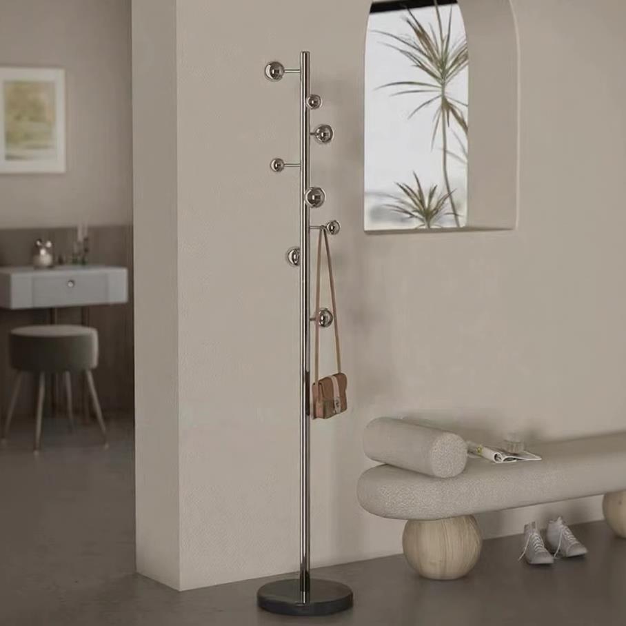 新款轻奢不锈钢衣帽架落地卧室家用简约网红球型挂钩挂衣架子小户