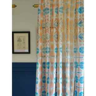 立步老书原创设计师扎染家居客厅卧室覆古中世纪风格城市窗帘纱帘