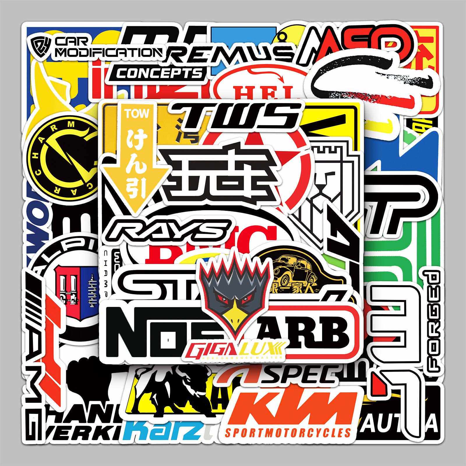 新款直销50张不重复改装LOGO涂鸦创意行李箱摩托车汽车装饰防水