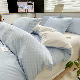 单单人被单棉ins.华夫风单件水洗1格宿舍被罩被套8m150x200x230cm