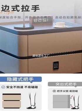 实室木床头柜轻奢意智能简约现代家用式卧简收61649纳极新款床边
