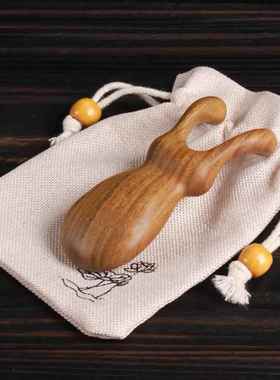 新款绿檀木鼻刮器眼部护眼按摩器小青蛙按摩梳眼周面部疏通经络梳