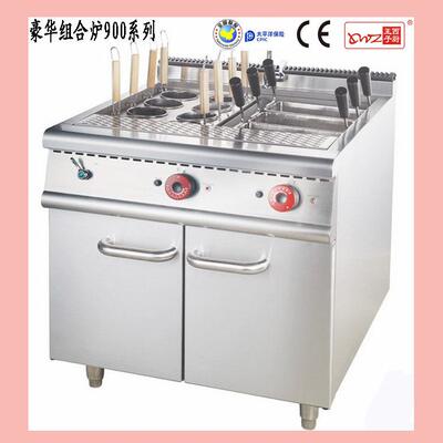 豪华不锈钢组合炉900系列HZ-EM-S4立式方形3筛电热煮面炉连柜座