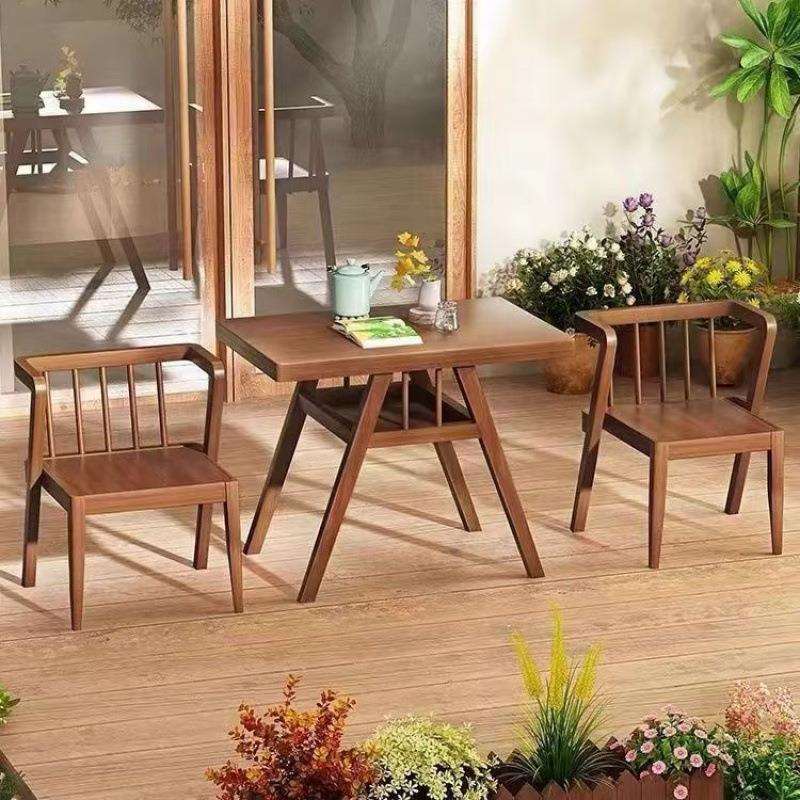 阳台一桌二椅实木桌椅三件套小户型北欧客厅家用进口休闲喝茶组合