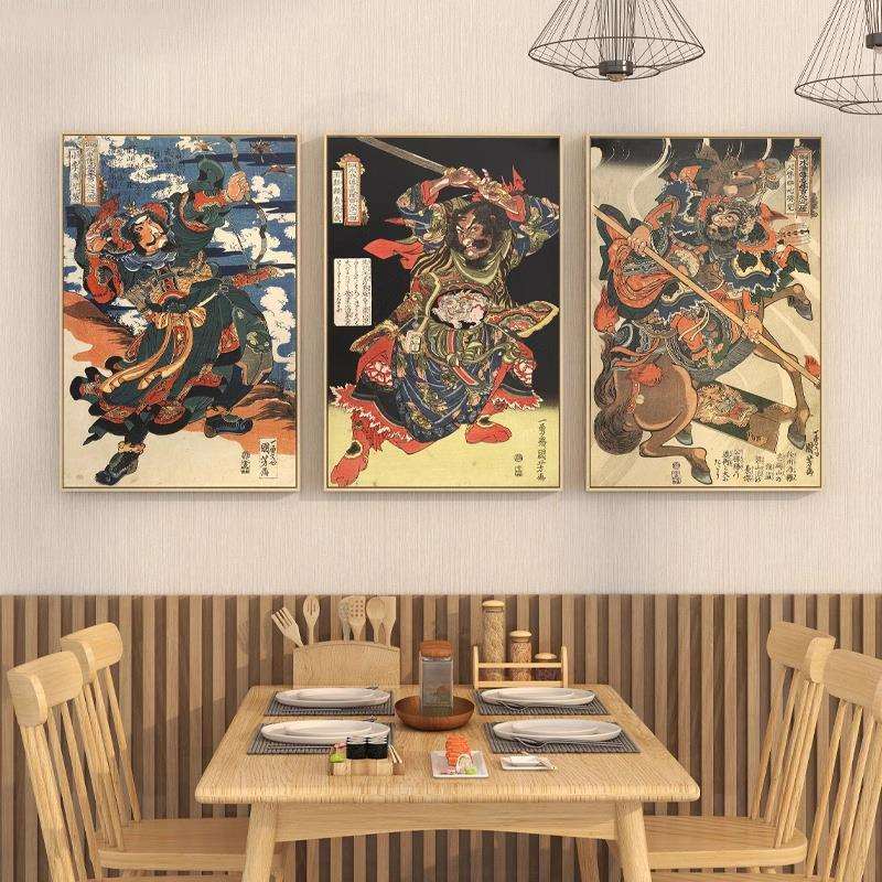 歌川国芳 水浒日式风格玄关客厅装饰画餐厅挂画日料店居酒屋壁画