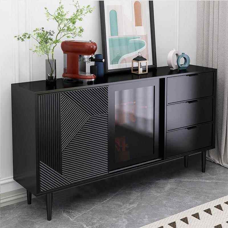 T收a餐边柜轻奢黑色斗柜墙靠一体茶水柜子酒柜l现代简约客厅54352