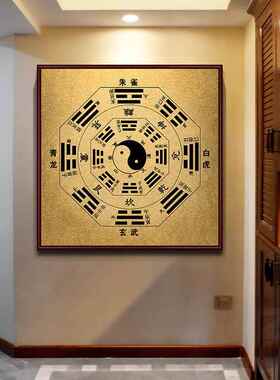 八卦图挂画正方形易经周易先天五行装饰画道家太极阵中堂风水镇宅