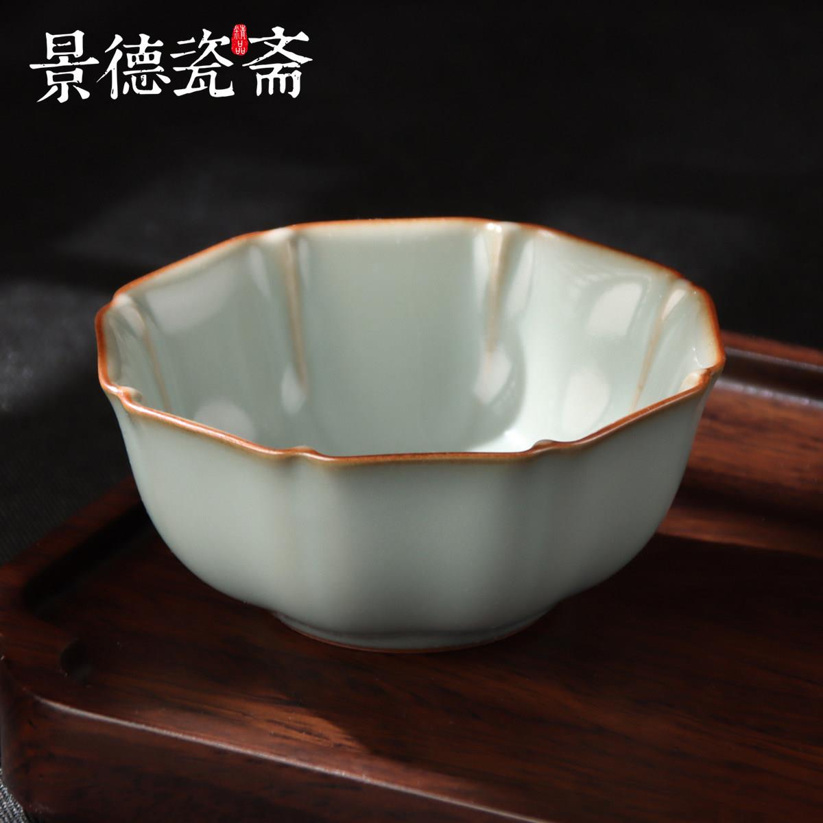 汝窑八方杯主人杯开片茶杯2026品茗手工单杯陶瓷釉质温润汝瓷茶盏