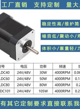 42BLDC霍尔正反转24V48V高速无刷小电机大扭力直流无刷电机