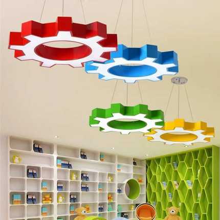 创意空心齿轮LED儿童吊灯游乐场幼儿园过道灯机器人教室天花顶灯