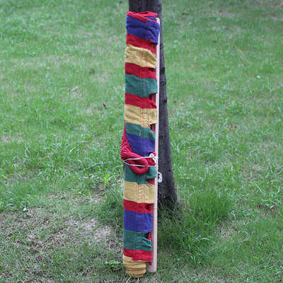 秋千户外凹凸美式 木棍at6736帆布吊床    户外条纹吊床吊床彩虹