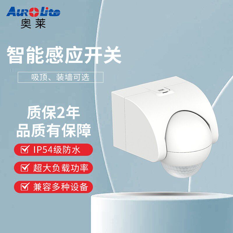 奥莱人体感应开关走廊楼道LED灯带延时红外线感应器壁装可吸顶装