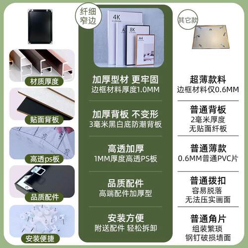 36N黑色铝合金B2海报框4k画框装裱2k相框挂墙A3营业执照框拼图