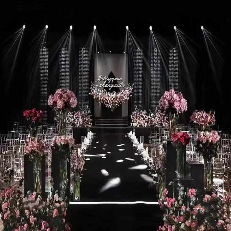 水晶酒店婚舞台镜面珠菠萝珠帘婚庆不锈钢挂帘水晶装饰柱背景礼堂