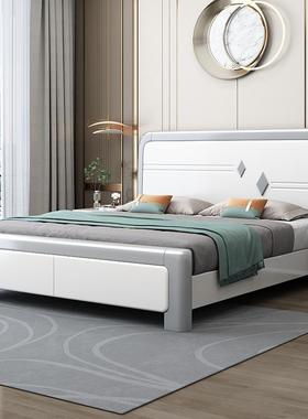 木床现代简约白色1.8米单双人主用卧OQA小户型家实1.5米储物主卧