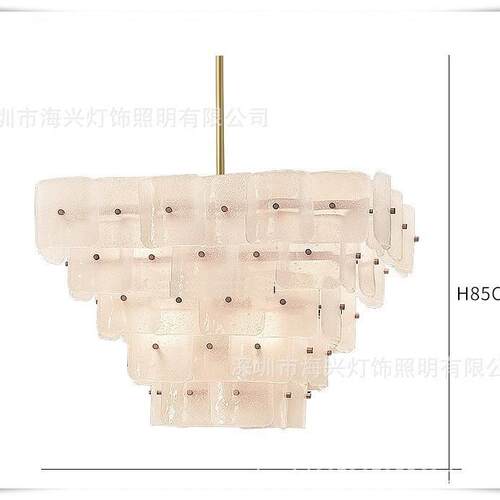 法式中古穆拉诺卧室灯复古主卧吊灯方形玻璃房间主灯客厅餐厅灯具