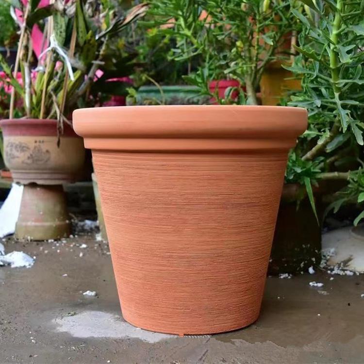 大口径罗马红陶花盆绿植低温室外植物园红陶盆北欧花盆