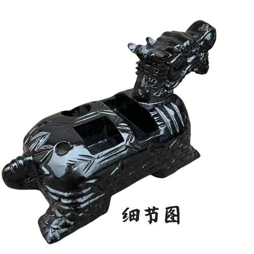 黑色龙龟底座大号令牌圆棍方尺精品底座手工木质雕刻工艺品