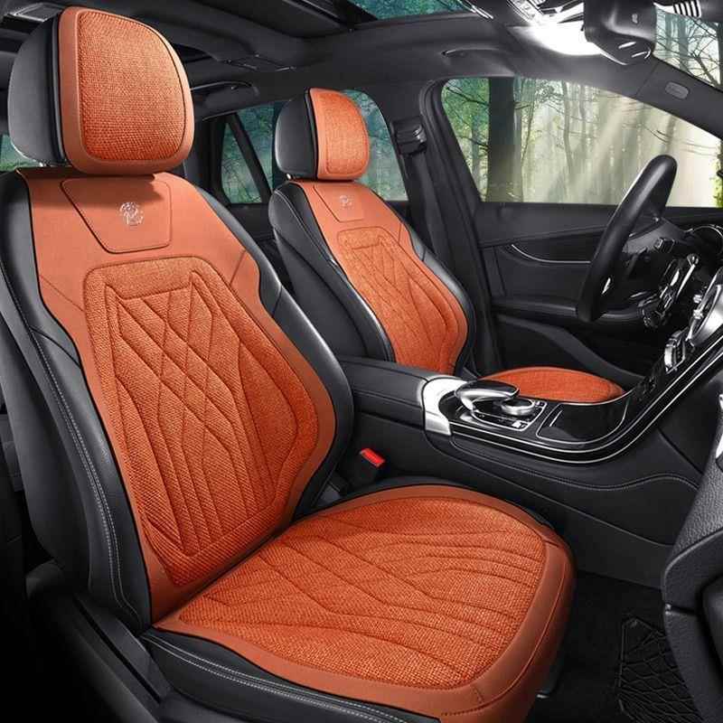 新款汽车坐垫亚麻感座椅垫四季通用座套舒适防脏车座垫透气