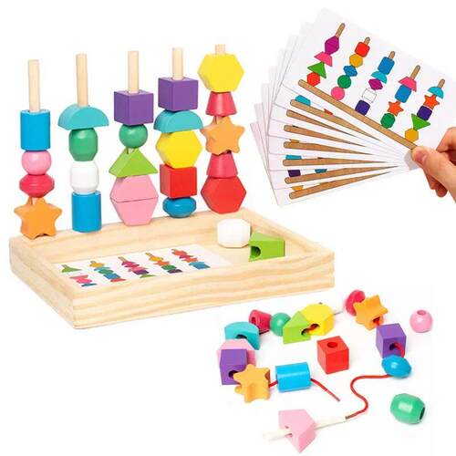 Montessori Wooden Toys Color Shape Matching Puzzle Game Colo