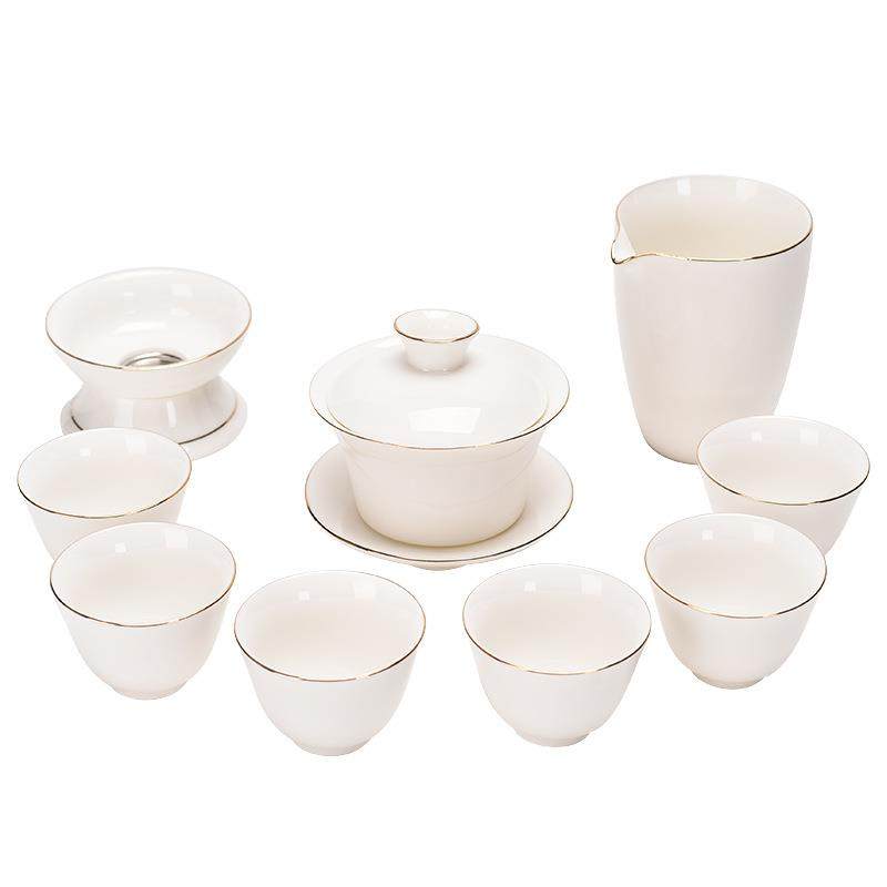 德化羊脂玉白瓷功夫茶具套装茶杯全套商务礼品伴手礼制订LOGO
