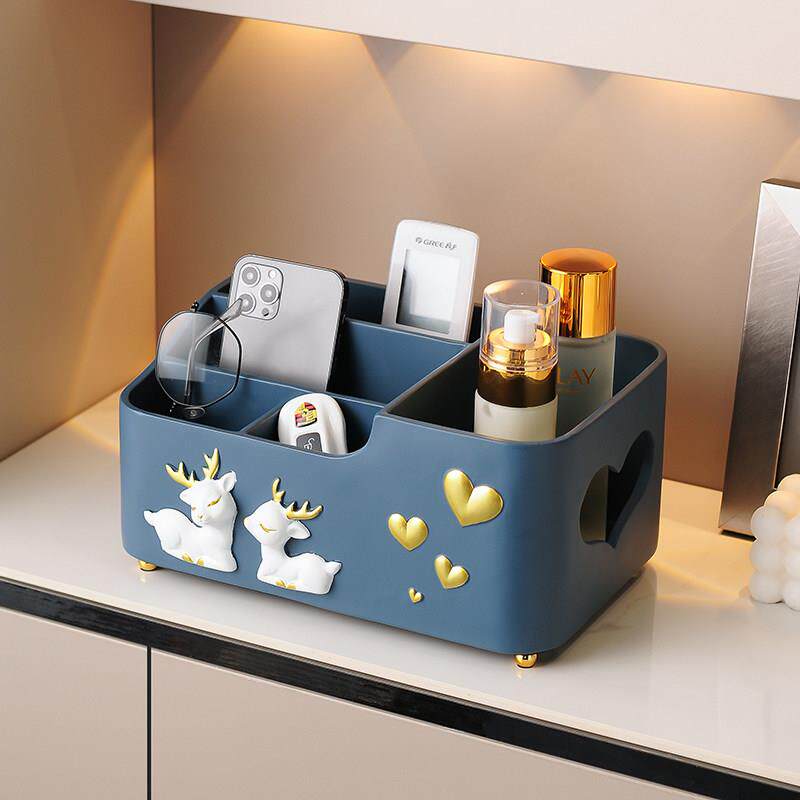网红客厅电视柜空调遥控器收纳盒茶几桌面轻奢化妆护肤品整理盒子