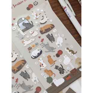 饰 韩国BONITO波妮多可爱猫咪手账贴纸素材贴画猫猫diy小猫手帐装