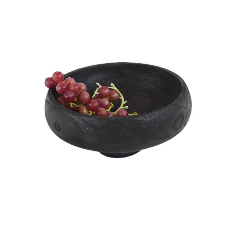 销售手工创意新中式碳化栗木托盘果盘家居别墅艺术装饰摆件