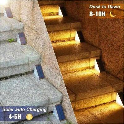 LED Solar Step Lights Waterproof Outdoor Stair Lights Solar