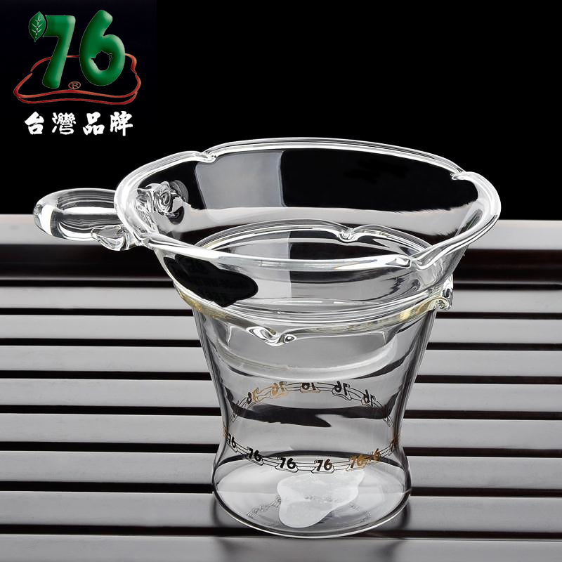 台湾76玻璃茶漏超细纱布茶滤网家用耐高温玻璃公道杯套装茶滤器