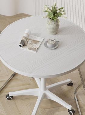 圆沙卧桌带轮移动29905小桌子客厅吃饭桌家室用阳台小桌洽谈桌发