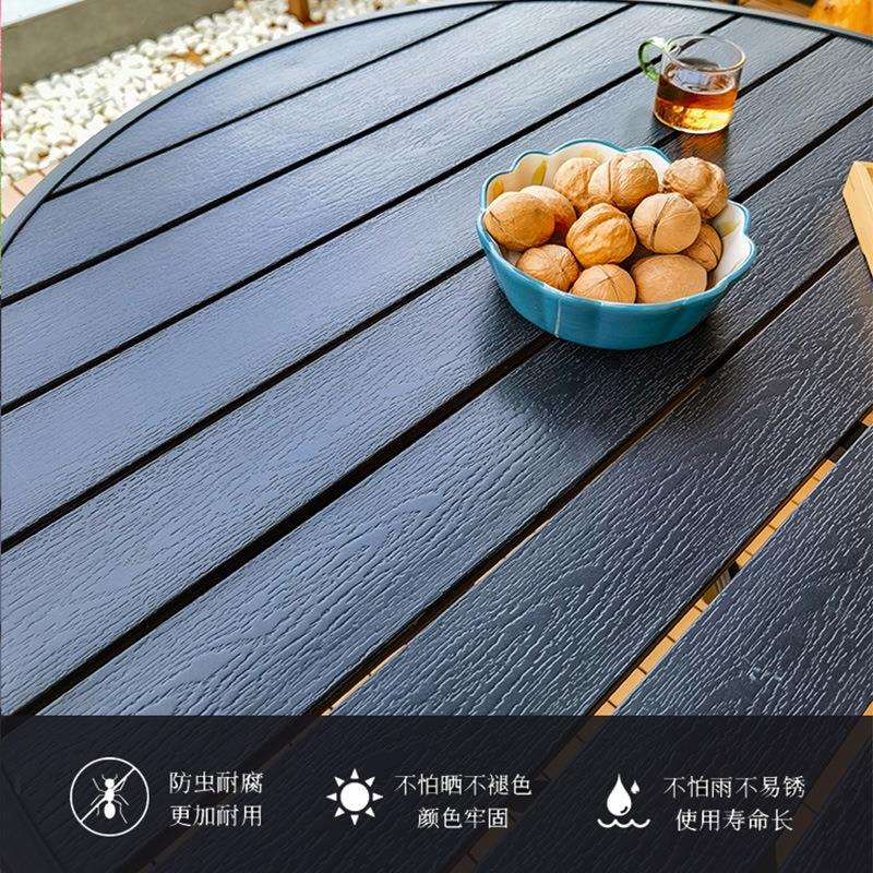 阳台小桌椅茶几塑木庭院花园茶桌组合休闲椅奶茶店露台桌椅三件套