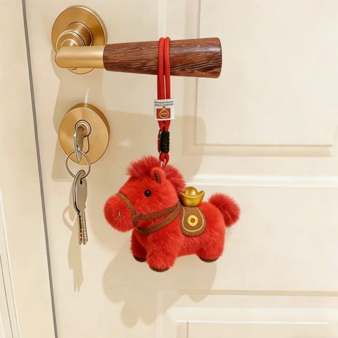 新年红色小马门挂入户门把保护套毛绒玩偶马年吉祥物喜庆居家装饰,节庆用品/礼品,挂饰/生肖挂饰,淘宝优惠券,粉丝福利购,淘宝优惠卷