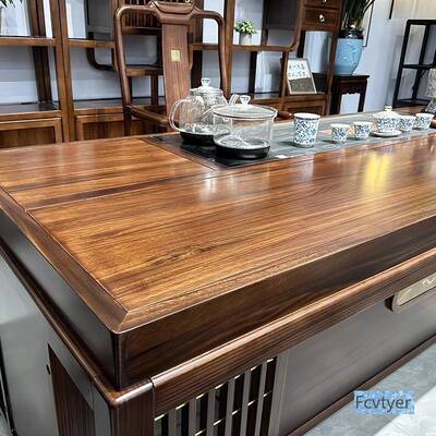 米拉新轻中式奢办公室实木茶桌澳泡XES茶台乌金木茶台具茶套装一