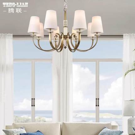 轻式水476晶客厅全铜吊灯别墅吊大厅卧室新款美主灯奢复式楼餐厅