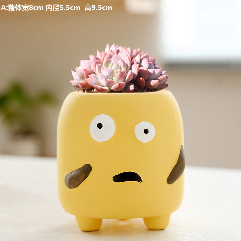 TEMU批发陶瓷花盆卡通可爱花瓶