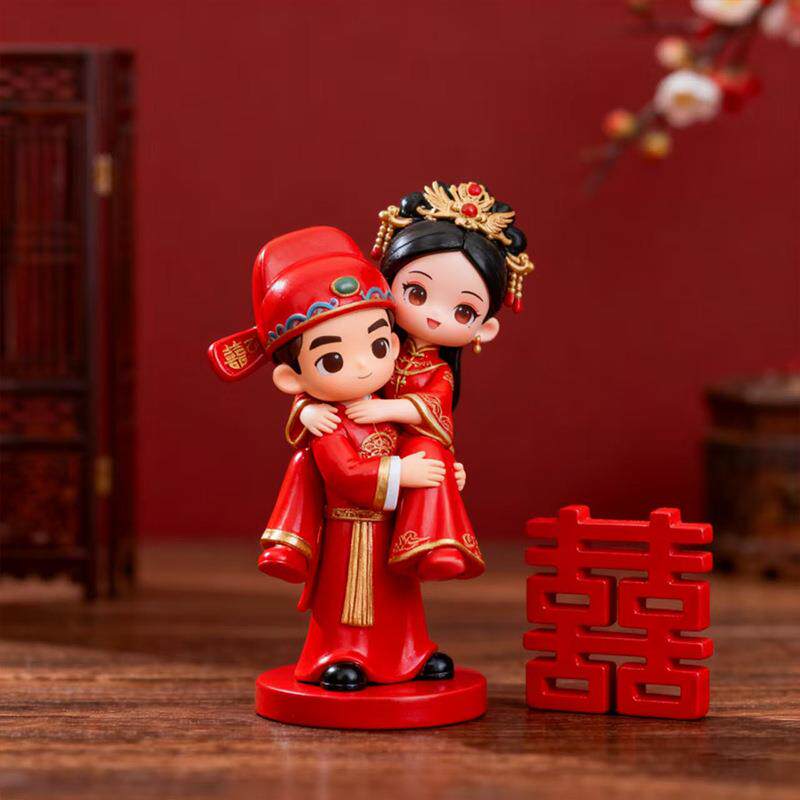 中式结婚摆件婚庆装饰品婚礼用品新娘新郎工艺品情侣结婚树脂摆
