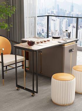 阳台可移动岩板茶茶轻家用烧水壶一体的桌台带轮茶MC914003几奢小